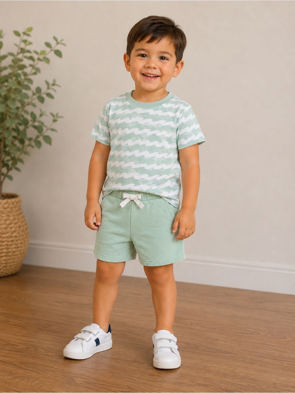 Tucker + Tate • NWT Kids Mint Wave Print Tee & Shorts Set
